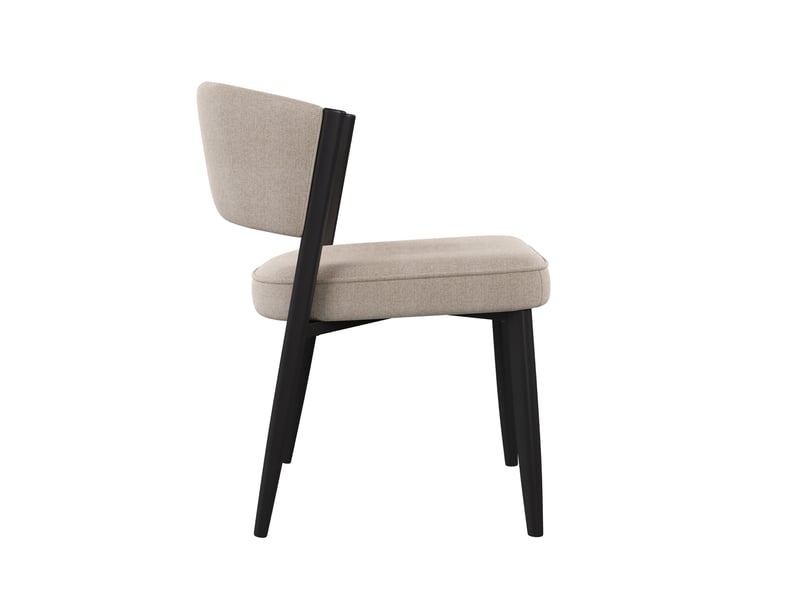  Lot de 2 chaises de salle à manger en tissu chenille taupe, pieds en métal noir, sans matelas  - Conforama R