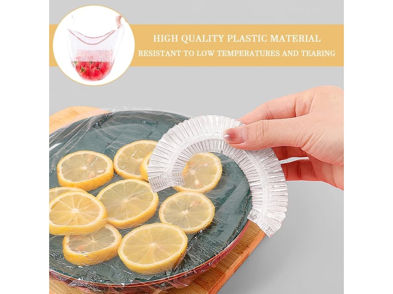  200 pièces couvercles alimentaires élastiques, sacs de conservation des aliments en plastique élastiques sacs de conservation frais pour fruits  - Conforama E