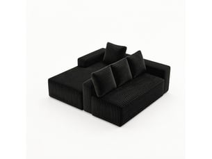 Canapé d'angle modulable modenvie 4 places avec méridienne en velours côtelé noir 261 x 168 x 58 cm