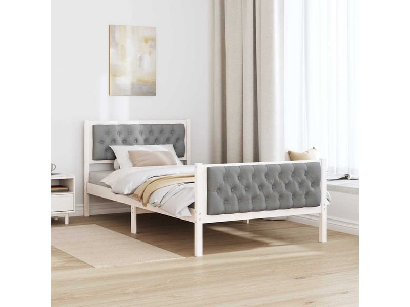  Lit simple- lit adulte -  cadre de lit gris clair 100 x 200 cm pin massif  - Conforama C