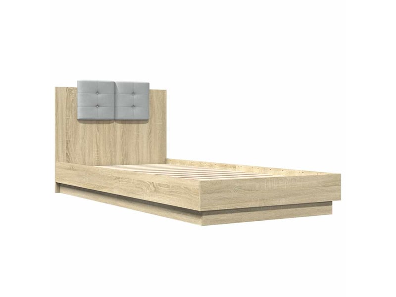  Lit simple- lit adulte -  cadre de lit avec led sans matelas chêne sonoma 100x200 cm  - Conforama B