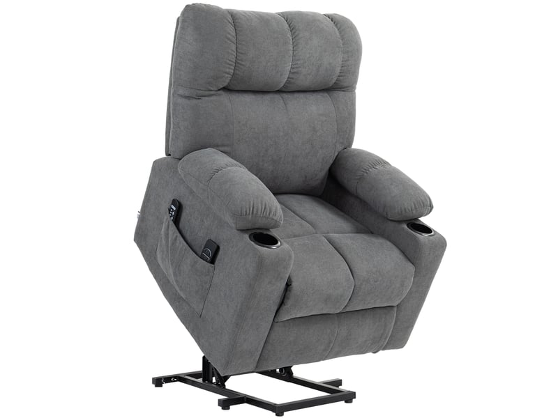  Fauteuil releveur électrique gris, massage et chaleur lombaire, inclinable à 135 degrés, pour salon et séjour  - Conforama A