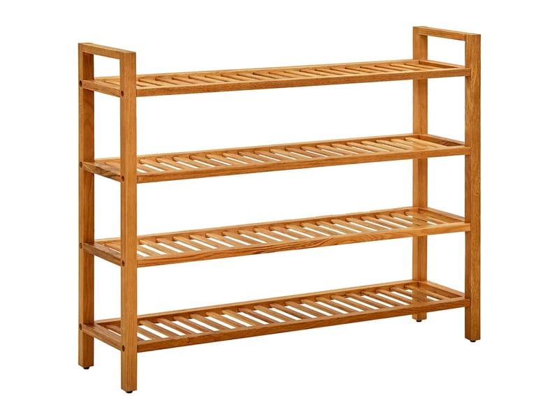  Étagère à chaussures, meuble à chaussures à 4 niveaux 100x27x80 cm chêne massif  - Conforama B
