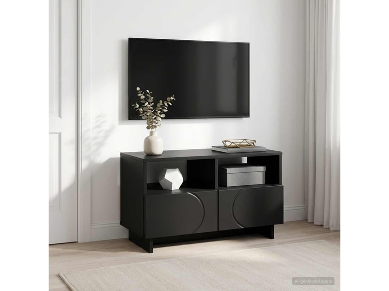  Meuble tv moderne, banc tv 60x34.5x40 cm noir bois d'ingénierie shl59377  - Conforama B