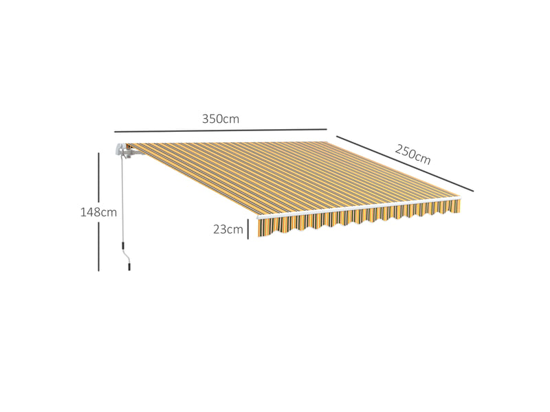  Store extérieur à manivelle, 350 x 250 cm, jaune  - Conforama E