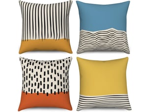 Housse de coussin boho 45 x 45 cm set de 4, mid century abstrait moderne géométrique décoratif housses de coussins jaune brûlé orange housse de coussin