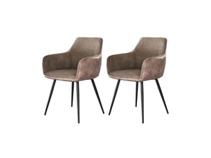 Lot de 2 Fauteuils Repas en Velours Côtelé et Tissu Sable 57x59x85 cm - Confortable et Élégant
