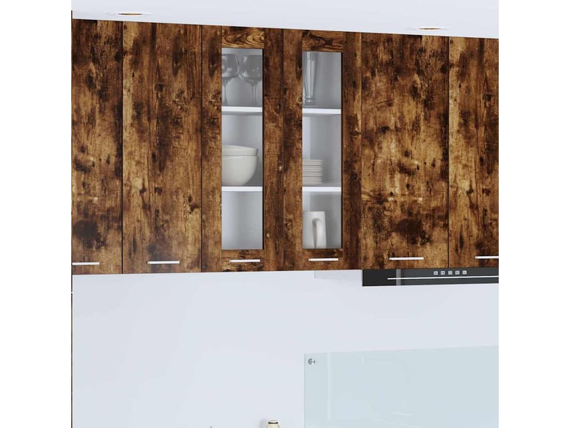 Meuble de rangement, armoire suspendue chêne fumé 60x31x80cm bois d'ingénierie shl3495 - Conforama B