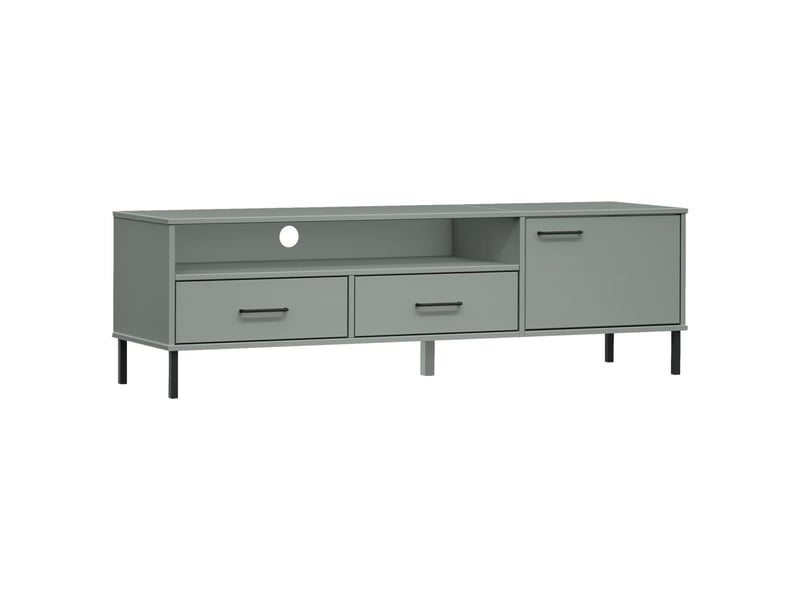  Meuble tv - banc tv - meuble de rangement avec pieds en métal gris bois de pin massif oslo  - Conforama A