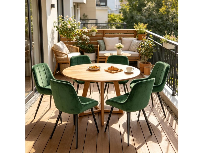  Lot de 4 chaises de salle à manger 52.5×43×81.5cm, structure métallique vert foncé, dossier courbe  - Conforama E