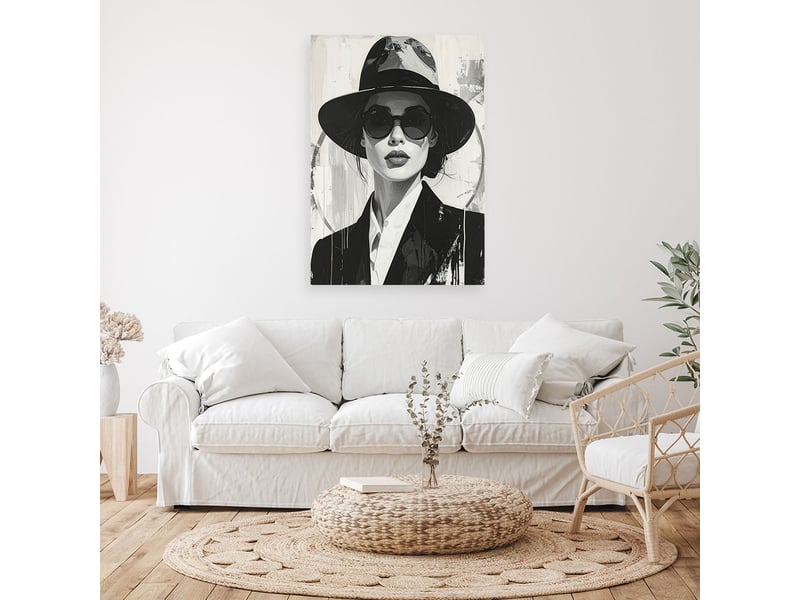  Toile imprimée, femme au chapeau 60x90 1312608654 - Conforama B