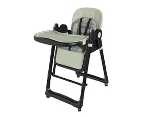 Chaise haute bébé 2-en-1 pliable et réglable en hauteur avec roues, vert foncé