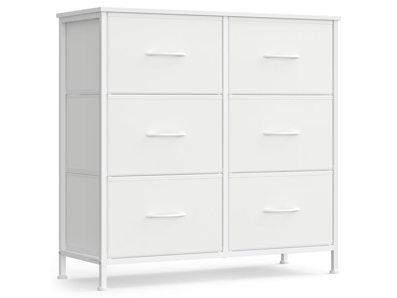 Commode, meuble de rangement avec 2 portes et 4 tiroirs coloris blanc Commode, meuble de rangement avec 2 portes et 4 tiroirs coloris blanc