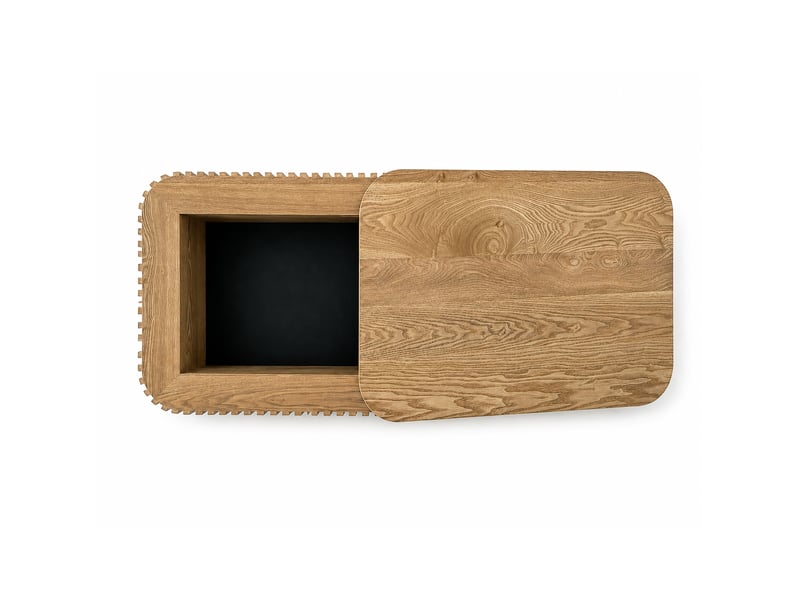  Table basse rectangulaire 98x60x35 cm avec rangement dissimulé mdf et bois naturel  - Conforama D