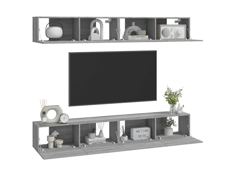  Meubles tv - banc tv - meuble de rangement muraux 4 pcs sonoma gris 100x30x30 cm  - Conforama C