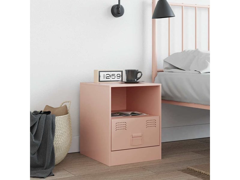  Table de chevet - cabinet de chevet - table de nuit rose 34,5x39x44 cm acier  - Conforama B