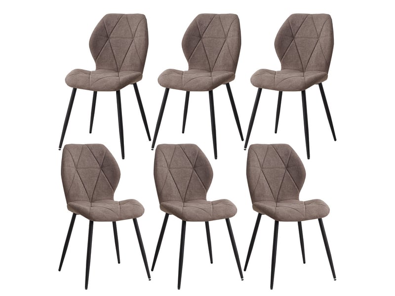  Lot de 6 chaises - chaise de salle à manger vintage en forme de diamant - chaise en lin - pieds en métal(marron) Grand-house - Conforama A