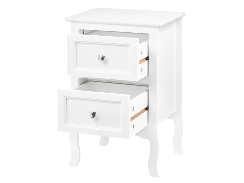  Table de chevet blanche à 2 tiroirs en mdf laqué avec poignées en métal  - Conforama A