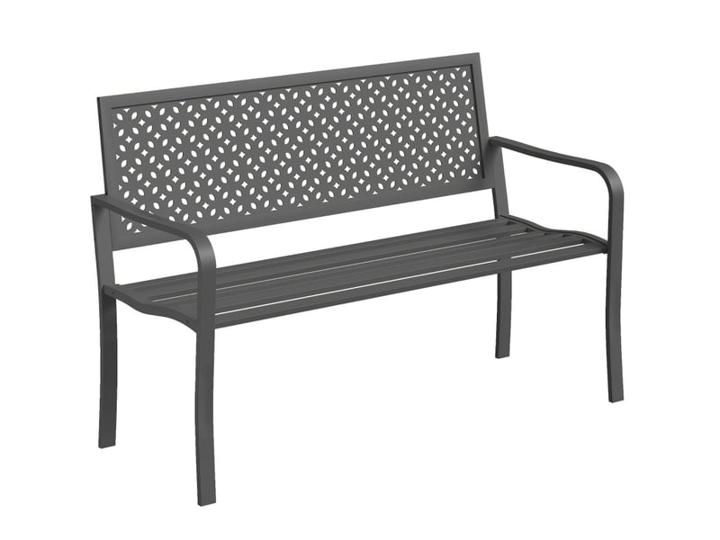 Banc de jardin 2 places 127 x 61 cm – gris foncé – acier traité contre la rouille avec accoudoirs - Conforama D