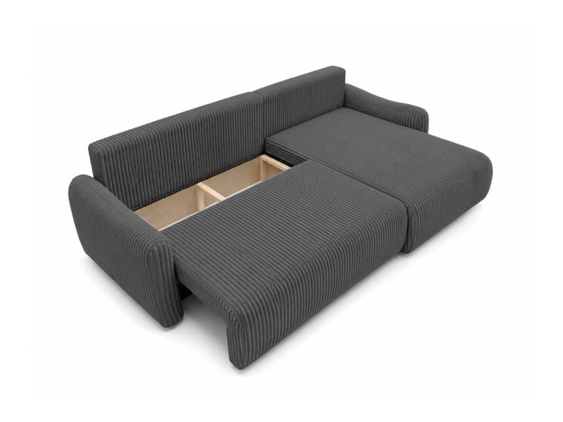  Apoline - canapé d'angle réversible convertible 4 places avec coffre en velours côtelé  - Conforama D