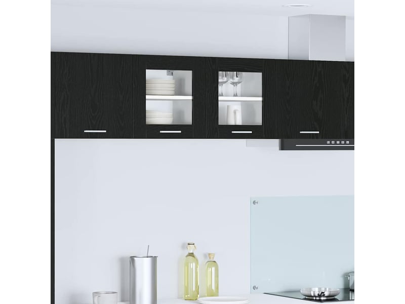 Meuble de rangement cuisine, armoire suspendue chêne noir 40x31x40cm bois d'ingénierie - Conforama B