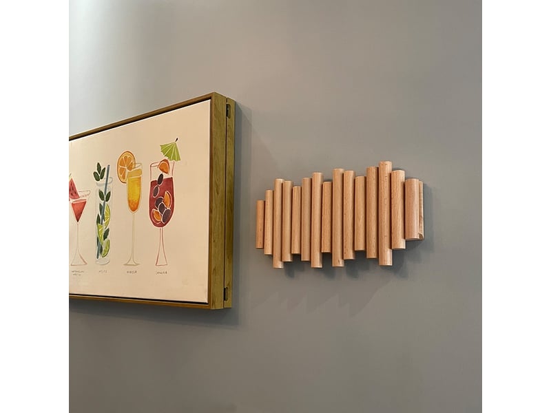  Patère murale 6 crochets en bois naturel – l37cm  - Conforama E