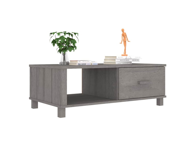  Table basse rectangulaire | table de salon hamar gris clair 100x55x35 cm bois massif de pin  - Conforama D