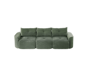 Canapé modulable compression 3 places,velours côtelé,279x100x84cm,configuration 2+1 avec assise amovible,sans montage,vert