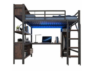 Lit mezzanine 140x200 cm <strong>MODENVIE</strong>  <strong></strong> coloris noir