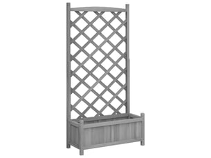 Jardinière - bac à fleurs avec treillis gris 75x35x150 cm bois massif de sapin