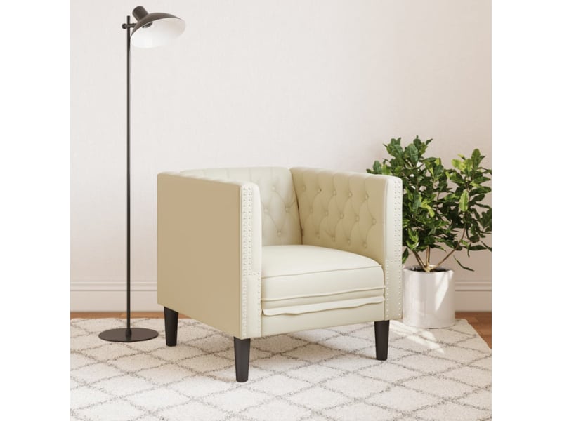  Fauteuil chesterfield crème similicuir  - Conforama C