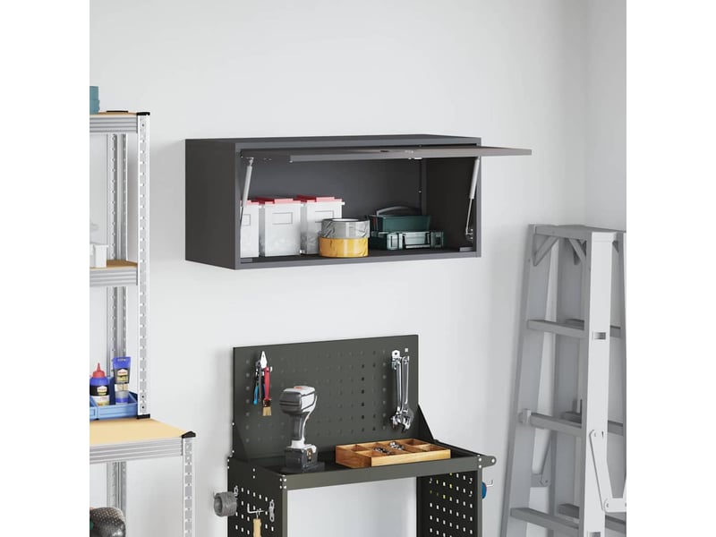  Armoire murale salon, meuble de rangement pour garage noir 80 x 33 x 35 cm  - Conforama D