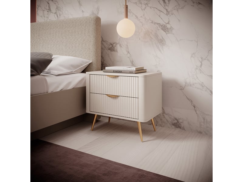  Chevet baari, 2 tiroirs, 63x38x55h cm beige Baari - Conforama B