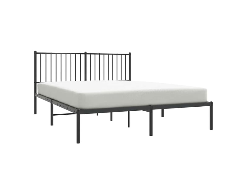  Lit double- lit adulte -  cadre de lit métal sans matelas et tête de lit noir 160x200 cm  - Conforama C