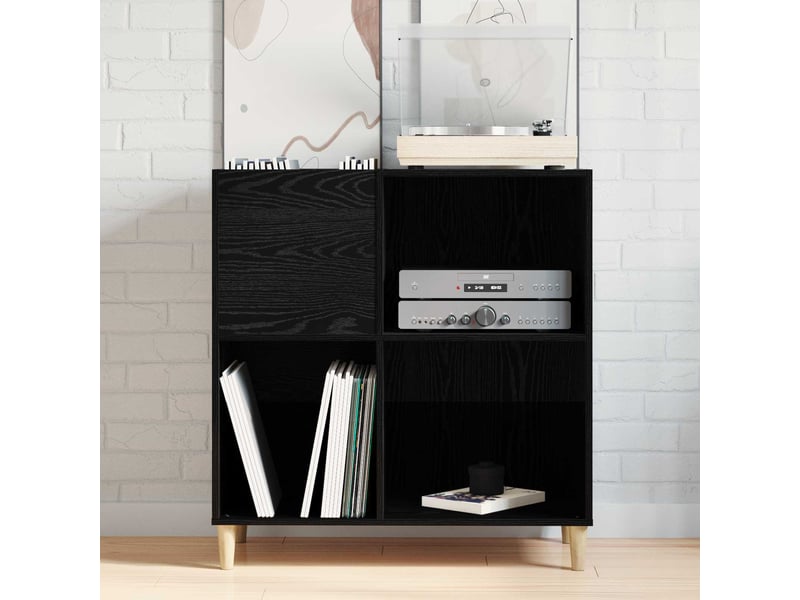  Meuble à vinyles, armoire à disques chêne noir 84,5x38x89 cm bois d'ingénierie shl40771  - Conforama D
