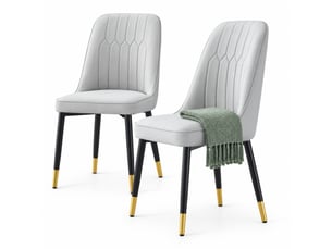 Lot de 2 chaises de salle à manger 40x40x89 cm, design moderne, chaise cuisine, assise rembourrée, métal et pu, gris clair+noir