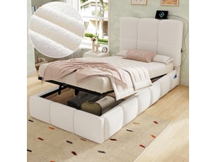 Lit coffre 90x200 cm <strong>HAUSS SPOLE</strong>  <strong></strong> coloris beige