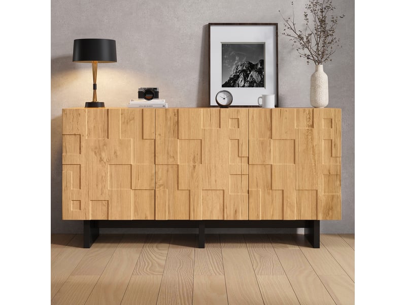  Buffet 3 portes avec 5 compartiments 140 cm evryae  - Conforama D