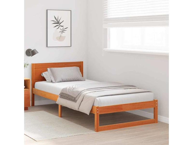 Lit simple- lit adulte - cadre de lit avec tête de lit brun 80 x 200 cm pin massif - Conforama B