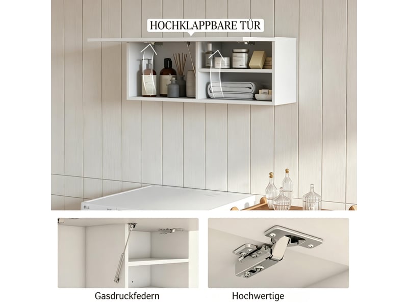  Meuble de salle de bain mural avec porte coulissante, meuble compact et peu encombrant, 80 x 25 x 30 cm  - Conforama D