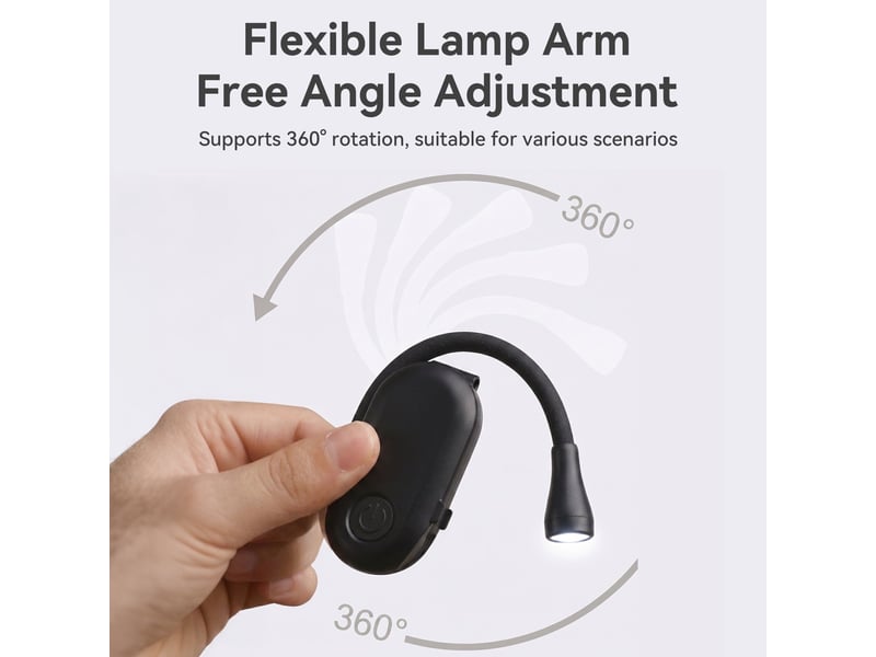  Lot de 6 lampe de lecture led à pince rechargeable, 3 températures de couleur, intensité réglable, lampe portable pour lire au lit, noir, lot de 6  - Conforama B
