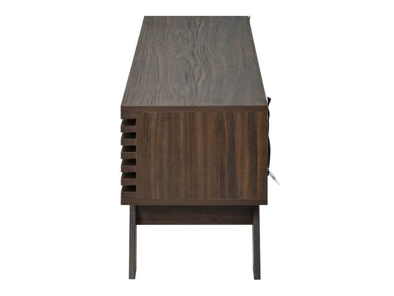  Meuble tv noyer 150 cm en mdf robuste avec portes persiennes et passe-câbles  - Conforama R
