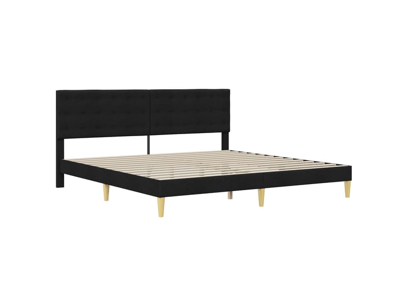  Lit double- lit adulte -  cadre de lit avec tête de lit noir 200 x 200 cm tissu  - Conforama B