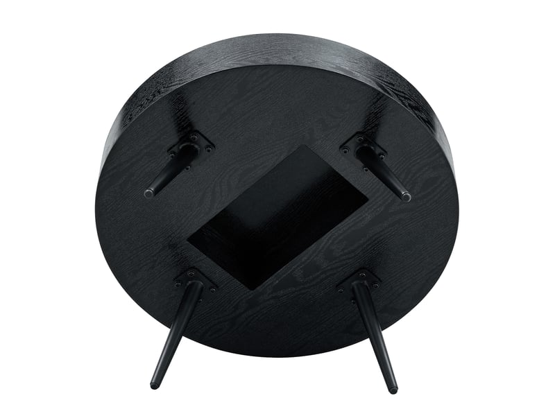  Table basse ronde ø 70 cm, mdf effet bois noir, pieds en métal noir, design minimaliste  - Conforama E