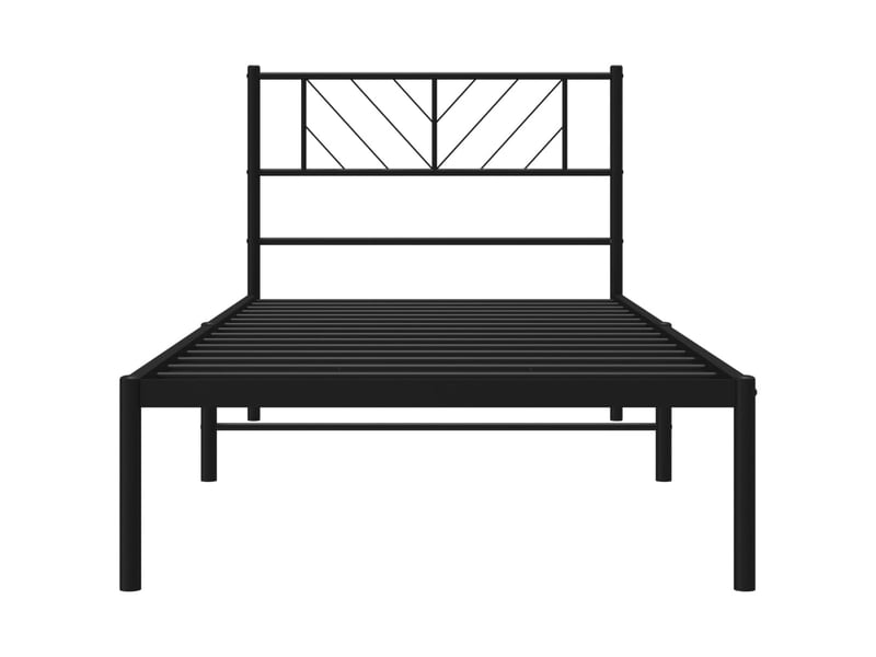  Lit simple- lit adulte -  cadre de lit métal sans matelas avec tête de lit noir 90x200 cm  - Conforama D