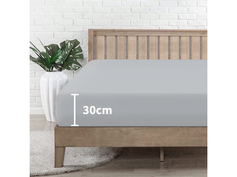  Drap housse 160x200cm avec bonnet 30cm – gris clair  - Conforama B