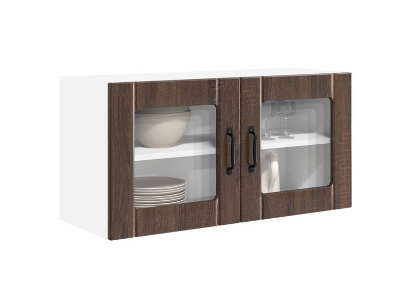 Meuble mural de cuisine, cabinet en verre mural chêne brun 80x31x40cm shl1028 - Conforama C