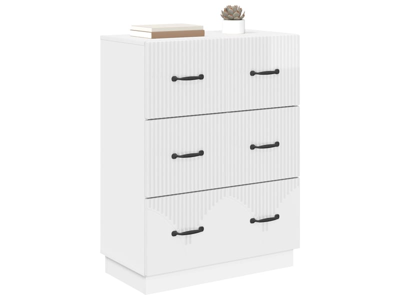  Armoire de rangement bureau, armoire à tiroirs blanc brillant 66 x 34,5 x 87 cm  - Conforama C
