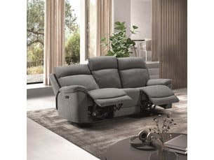 Canapé droit relax manuel <strong>ALTOBUY</strong> <strong>BRIANA</strong> 3 places Polyester gris