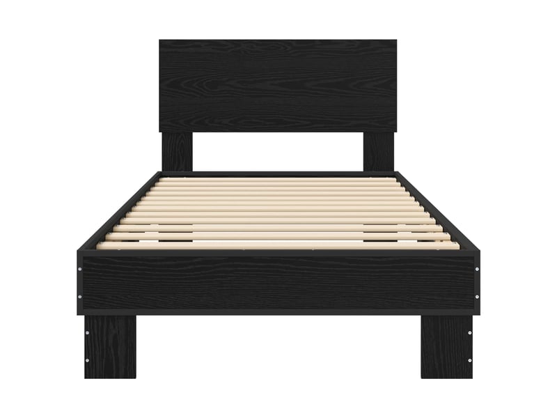  Lit simple- lit adulte -  cadre de lit avec tête de lit chêne noir 80 x 200 cm  - Conforama C